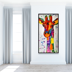 Encadré 24 x 48 - Girafe abstraite et colorée avec éclats de peinture