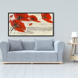 Framed 24 x 48 - Abstract red flowers in the wind