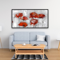 Framed 24 x 48 - Abstract poppies