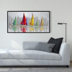 Framed 24 x 48 - Sailboats in the wind