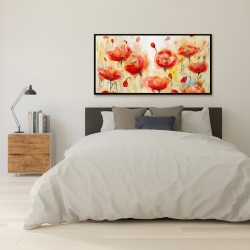 Framed 24 x 48 - Red flowers garden