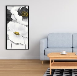 Framed 24 x 48 - Assorted white flowers