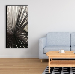 Framed 24 x 48 - Grayscale tropical plants