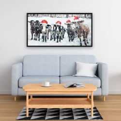 Framed 24 x 48 - Curious christmas cows
