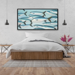 Framed 24 x 48 - Small fish of caesio caerulaurea
