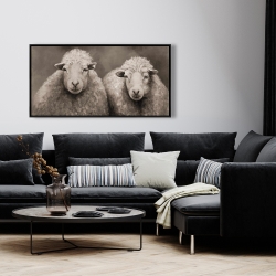 Encadré 24 x 48 - Moutons sépia