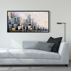 Framed 24 x 48 - Abstract cityscape in the morning