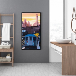 Framed 24 x 48 - Sunset over the subway in new-york