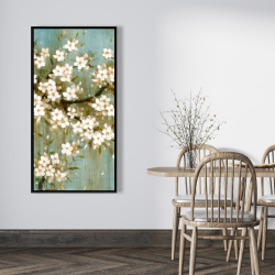 Framed 24 x 48 - White cherry blossom