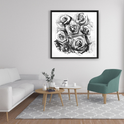 Encadré 36 x 36 - Roses abstraites monochrome