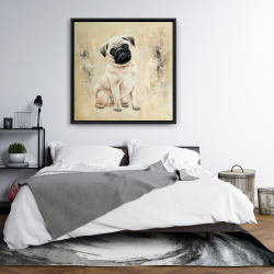 Framed 36 x 36 - Small pug dog
