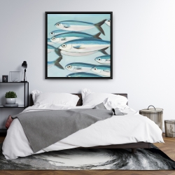 Framed 36 x 36 - Small fish of caesio caerulaurea