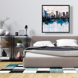 Framed 36 x 36 - Abstract city with reflection on water