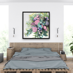 Encadré 36 x 36 - Mélodie de fleurs fuchsia