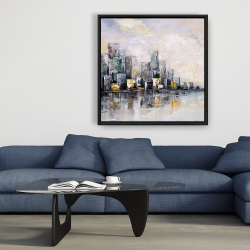Framed 36 x 36 - Abstract cityscape in the morning