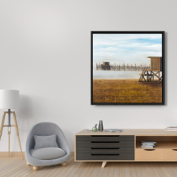 Framed 36 x 36 - Lifeguard tower at the beach