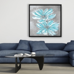 Encadré 36 x 36 - Deux petites fleurs bleues abstraites
