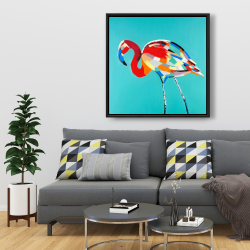 Framed 36 x 36 - Abstract flamingo