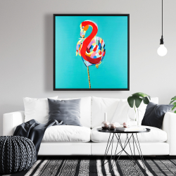 Framed 36 x 36 - Colorful flamingo