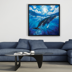 Framed 36 x 36 - Swimming whale