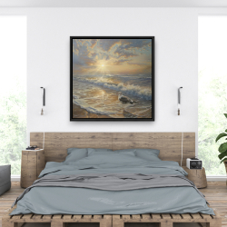 Framed 36 x 36 - Seagull on the beach