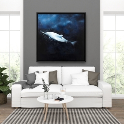 Framed 36 x 36 - Swimming dolphin