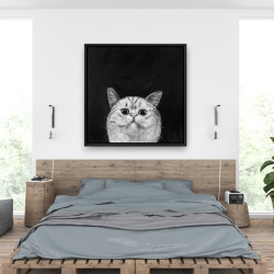 Framed 36 x 36 - Watching cat