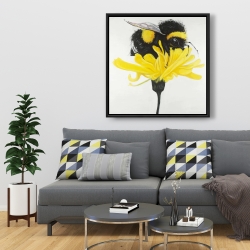 Framed 36 x 36 - Bumblebee on a dandelion