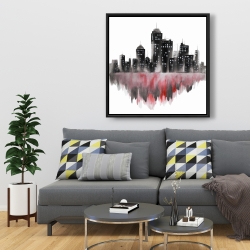 Encadré 36 x 36 - Paysage urbain rouge à l'aquarelle