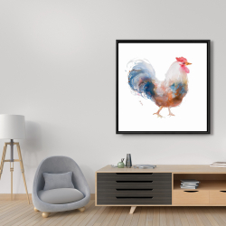 Encadré 36 x 36 - Coq à l'aquarelle