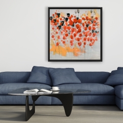 Framed 36 x 36 - Abstract red dotted flowers field