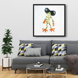 Framed 36 x 36 - Funny frog with sunglasses