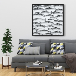 Framed 36 x 36 - Gray shoal of fish