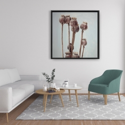 Encadré 36 x 36 - Plantes à tête de pavot sépia