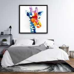 Encadré 36 x 36 - Girafe abstraite tacheté de couleurs