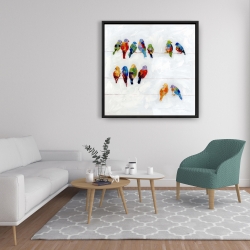 Encadré 36 x 36 - Oiseaux colorés sur des fils