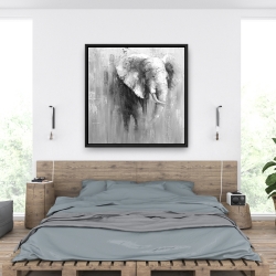 Framed 36 x 36 - Abstract grayscale elephant
