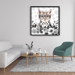 Framed 36 x 36 - Geek cat