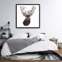Encadré 36 x 36 - Tête de cerf en fleurs