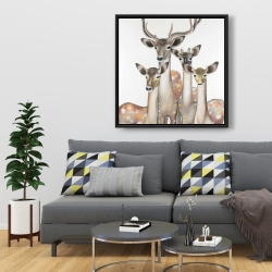 Encadré 36 x 36 -  groupe de cerfs abstraits