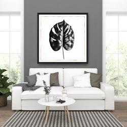 Encadré 36 x 36 - Philodendron à feuilles divisées avec lignes dorées