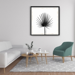 Framed 36 x 36 - Cabbage palm leaf with gold lines