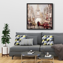 Encadré 36 x 36 - Rue achalandée de paris et tour eiffel
