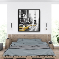 Framed 36 x 36 - Times square and yellow taxis