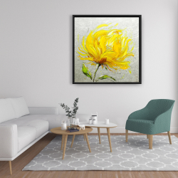 Framed 36 x 36 - Yellow fluffy flower