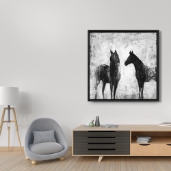 Encadré 36 x 36 - Chevaux blancs et noirs