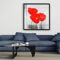 Framed 36 x 36 - Three poppies