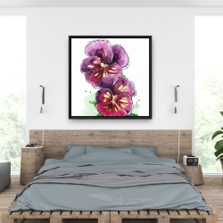 Framed 36 x 36 - Two blossoming orchid with wavy petals