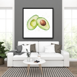 Framed 36 x 36 - Watercolor open avocado