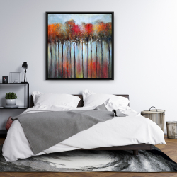 Framed 36 x 36 - Abstract and colorful forest